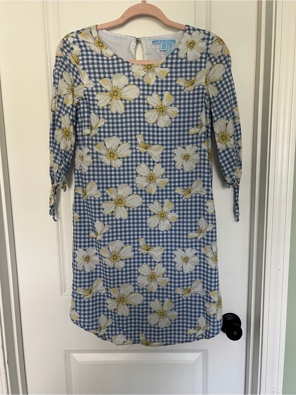 Draper James Blue Gingham & White Floral Shift Dress